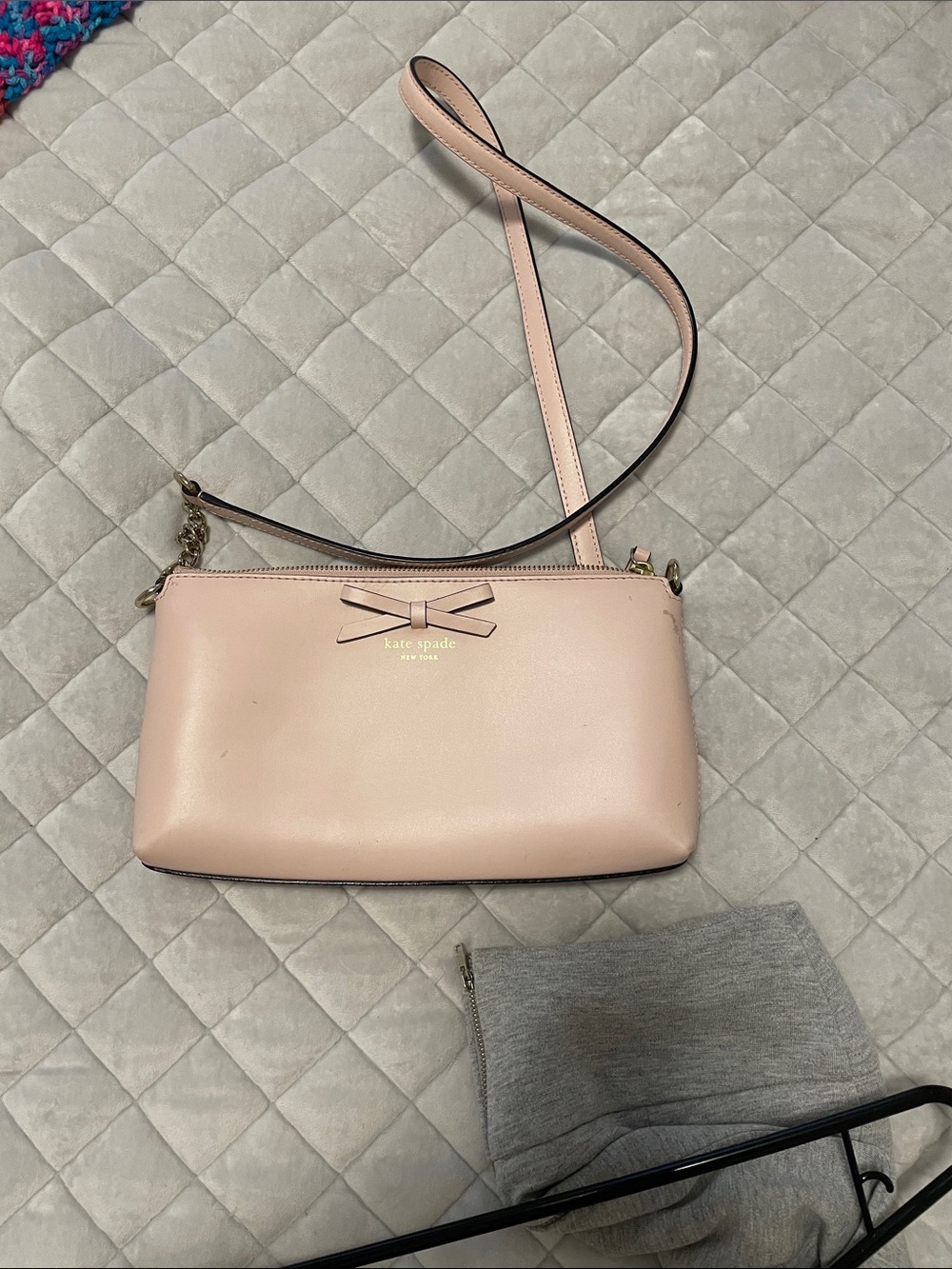 kate spade Pale Pink Leather Bow Crossbody Bag